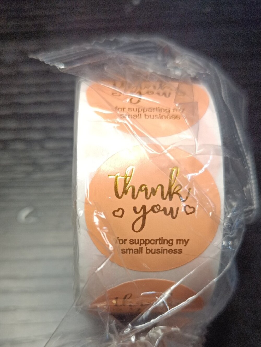 1500 Stickers Round 'Thank You' Sticker Rolls - Gold Foil Kraft Look - Picture 2 of 4